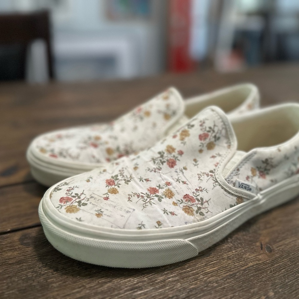 Vans Floral Slip-On Shoes - White